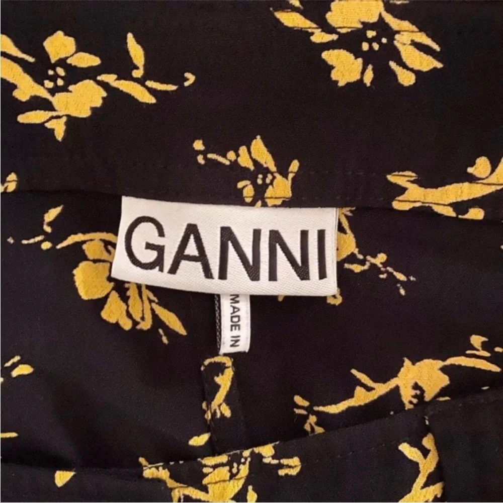 NEW Ganni Printed Crepe Skirt Black 42